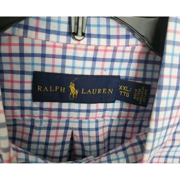 Ralph Lauren  Men's Plaid Button Down Blue Classic Shirt Size XXL - Picture 3 of 8
